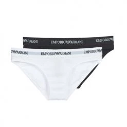 Sous-vêtements Femme Culottes & slips Emporio Armani CC317-PACK DE 2 Blanc / Noir