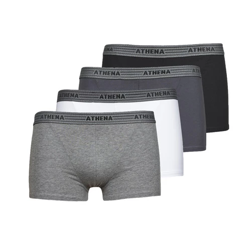 Sous-vêtements Homme Boxers Athena BASIC COTON X4 Gris foncé / Noir / Blanc / Noir 1 Sous-vêtements Homme Boxers Athena BASIC COTON X4 Gris foncé / Noir / Blanc / Noir