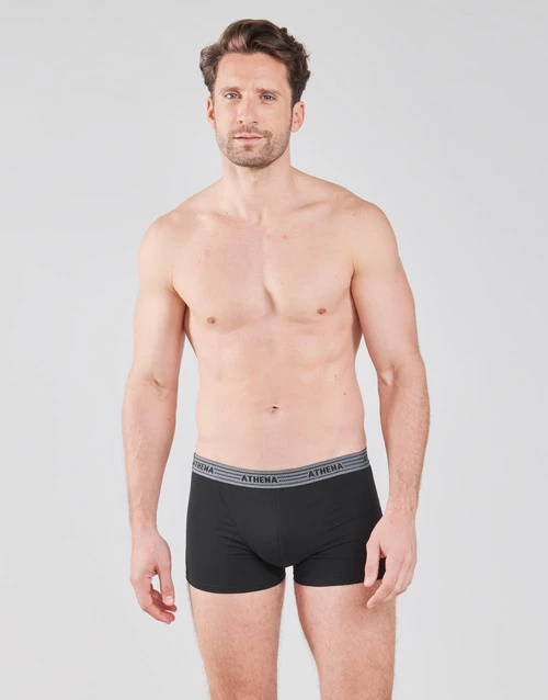 Sous-vêtements Homme Boxers Athena BASIC COTON X4 Gris foncé / Noir / Blanc / Noir 2 Sous-vêtements Homme Boxers Athena BASIC COTON X4 Gris foncé / Noir / Blanc / Noir – Image 2