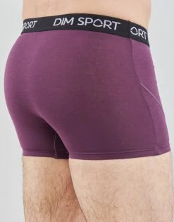 Sous-vêtements Homme Boxers DIM DIM SPORT COTON X3 Noir / Noir / Violet -Boxers Homme Soldes 18873967 500 D